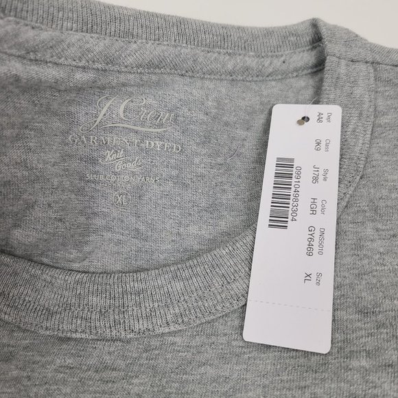 J. Crew Garment Dyed Pocket Tee T-Shirt Men's XL ''Heather Gray' (HGR) Grey - Picture 4 of 7
